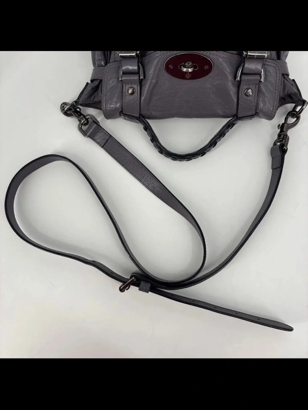 Mulberry Dark Gray Leather Shoulder Satchel